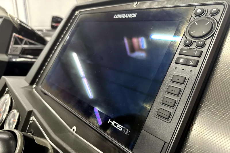Slide: The Image of Close-up of Lowrance HDS-12 display on 2022 Ranger Z521L boat dashboard. - 57