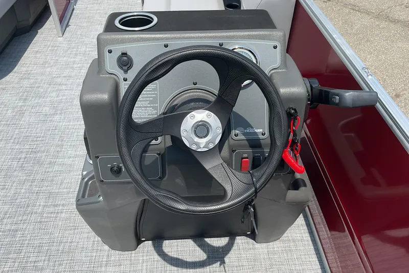 Slide: The Image of Steering console of 2026 Sun Tracker Party Barge 16 DLX pontoon boat. - 10