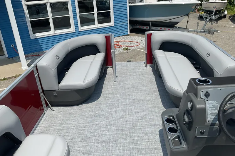 Slide: The Image of 2026 Sun Tracker Party Barge 16 DLX with spacious seating and modern design. - 9