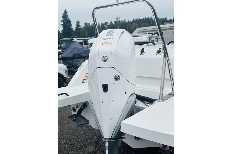 Slide: The Image of 2024 Beneteau Flyer 8 SPACEdeck V2 on trailer, parked outdoors on a cloudy day. - 3