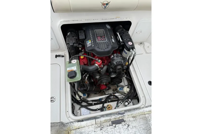 Slide: The Image of Engine compartment of 2006 Campion Explorer 602i Sport Cabin with Volvo Penta motor. - 11