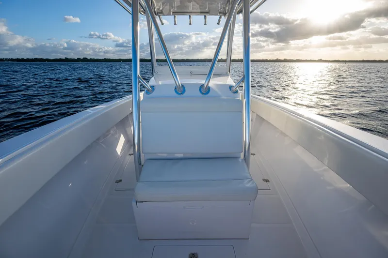 Slide: The Image of 2005 Jupiter 27 boat interior with ocean view at sunset. - 21