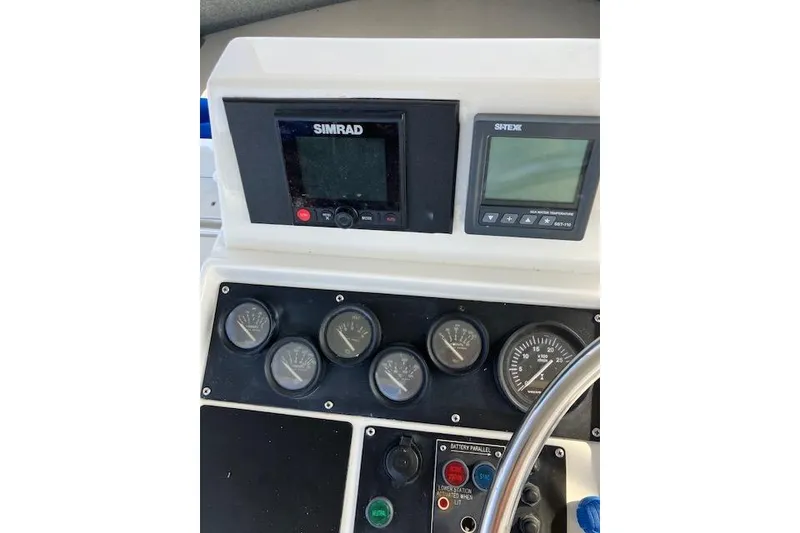 Slide: The Image of Control panel of a 1979 Pacemaker 40 Sportfisher with Simrad and Sitex displays. - 27