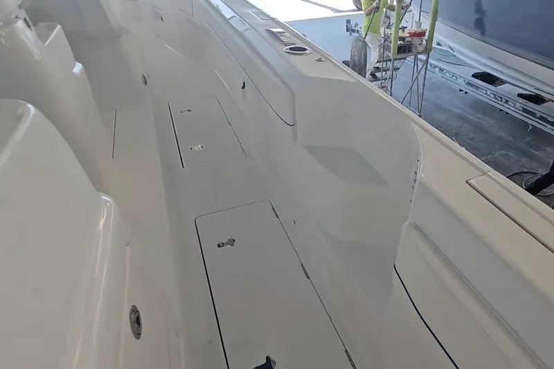 Slide: The Image of 2025 Intrepid 43 Nomad SE boat interior with sleek design and modern features. - 20