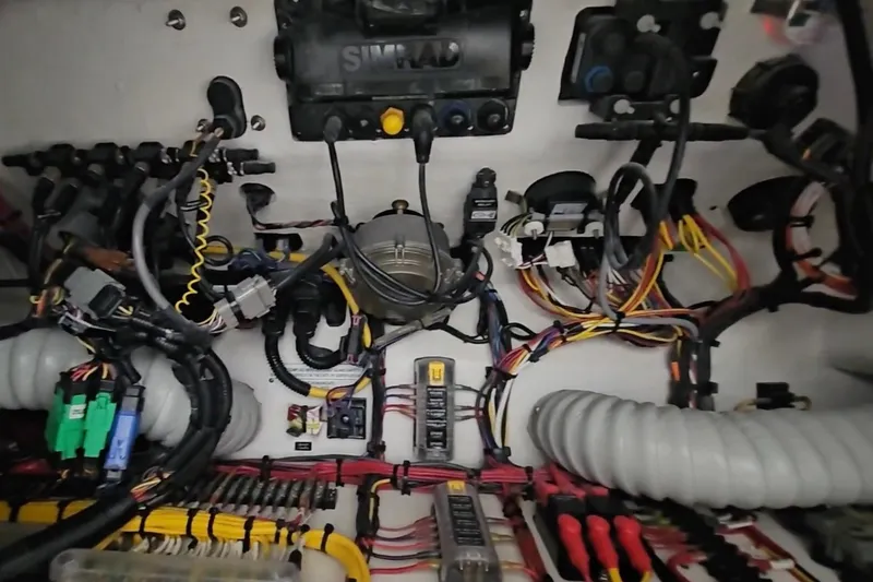 Slide: The Image of Electrical system of 2025 Intrepid 43 Nomad SE boat, showcasing wiring and components. - 72