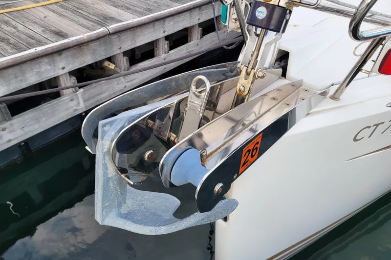 Slide: The Image of Anchor of 2014 Jeanneau 379 yacht docked at marina. - 15