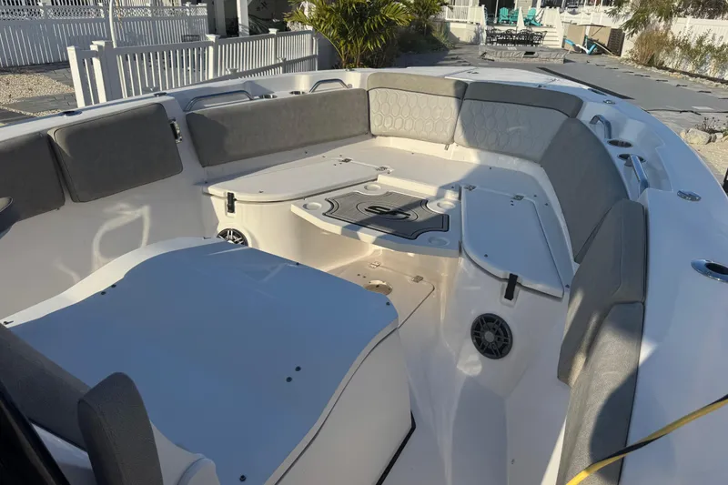 Slide: The Image of 2023 Sea Fox 268 Commander with dual Yamaha outboard engines on water. - 11