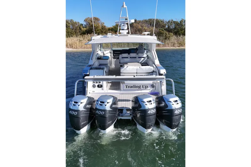 Slide: The Image of 2021 Formula 400 Super Sport Crossover with four Mercury 400 engines on water. - 27