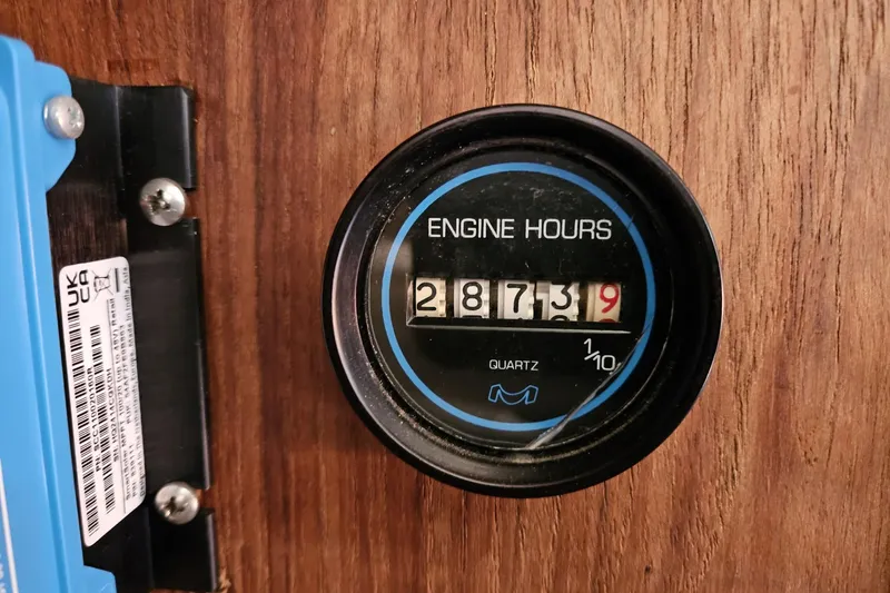 Slide: The Image of Engine hour meter reading 2873.9 on a 1988 Bayfield 32C boat. - 41