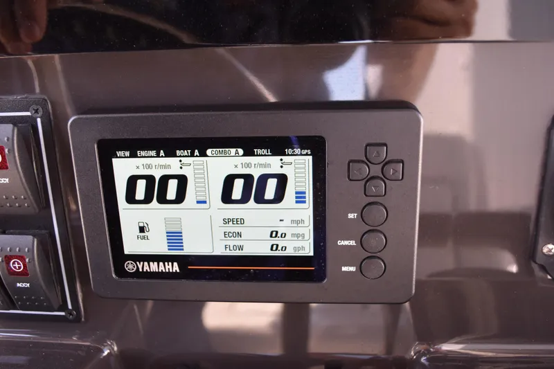 Slide: The Image of Anchor compartment of 2022 Pursuit S 268 Sport boat with control panel. - 28