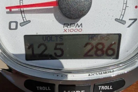 Slide: The Image of Close-up of a 2017 Rossiter R23 RPM gauge displaying 12.5 volts and 286 hours. - 7