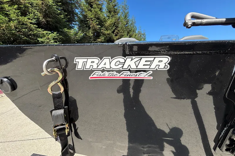 Slide: The Image of 2026 Tracker Bass Tracker Classic XL boat with logo and strap detail. - 32