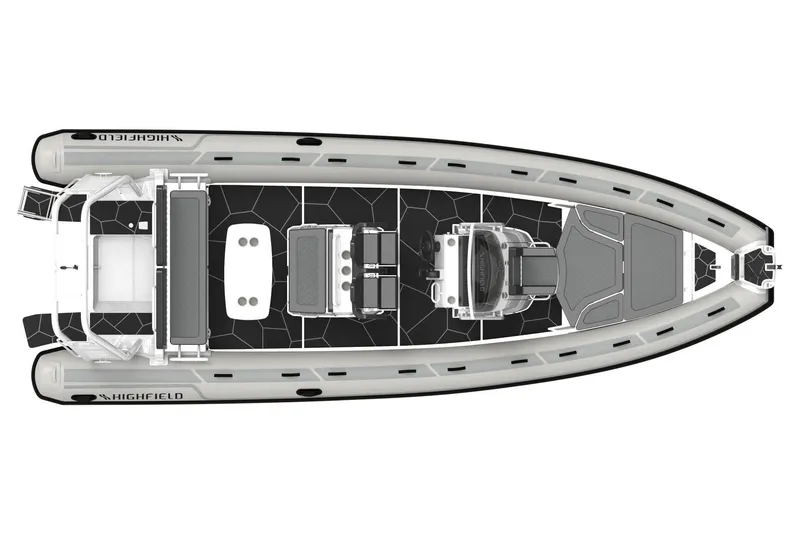 Slide: The Image of Top view of 2026 Highfield Sport 760 boat layout, featuring sleek design and seating arrangement. - 5