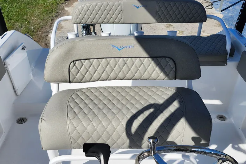 Slide: The Image of Quilted seats on 2025 Savannah 2200 Offshore boat, featuring elegant design and comfortable seating. - 17