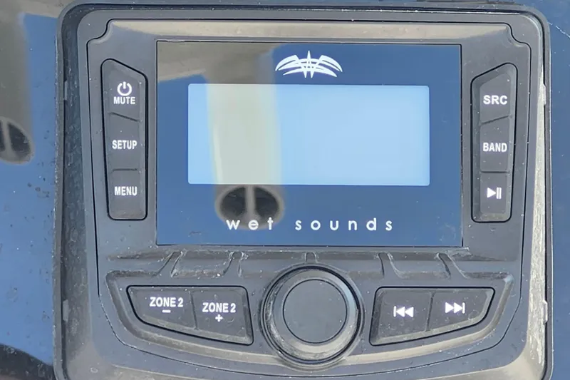 Slide: The Image of Wet Sounds audio system on 2025 Savannah 2200 Offshore boat dashboard. - 20