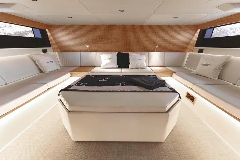 Slide: The Image of Luxurious interior of 2026 De Antonio Yachts 50 Coupe with elegant seating and modern design. - 25