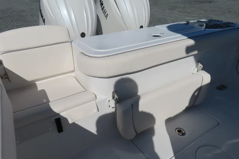 Slide: The Image of 2025 Sea Hunt Gamefish 27 Forward Seating with Yamaha engines, featuring comfortable white seating. - 42