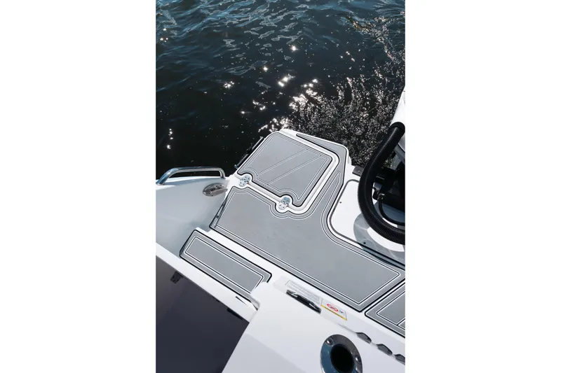 Slide: The Image of 2021 Blackfin 332 CC boat deck with water reflections. - 44