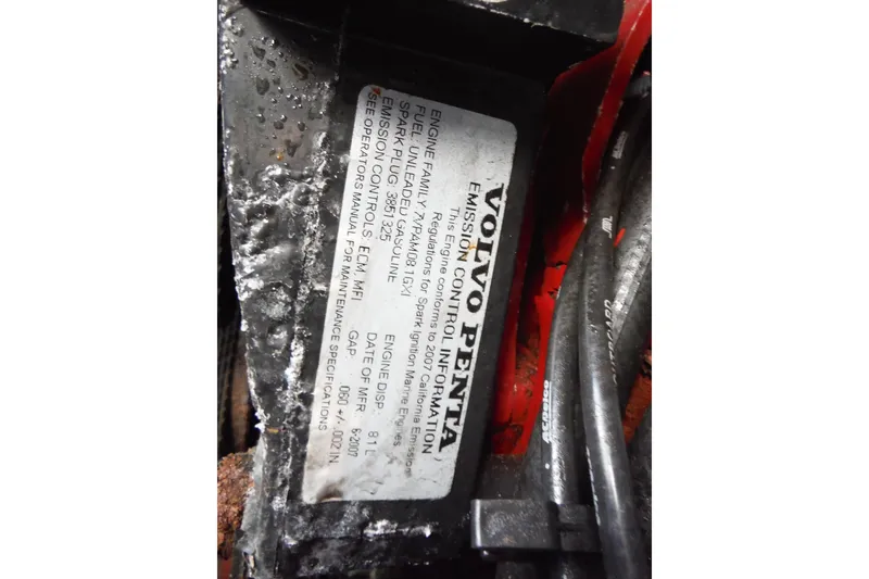 Slide: The Image of Volvo Penta engine label on 2008 Regal Commodore 3760 IO boat. - 24
