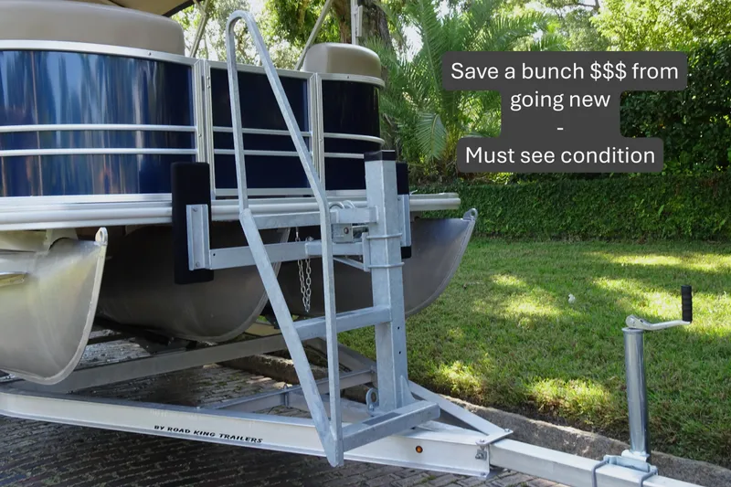 Slide: The Image of 2023 Sylvan Mirage Fish 820 Party Fish pontoon on trailer, excellent condition, cost-saving opportunity. - 5
