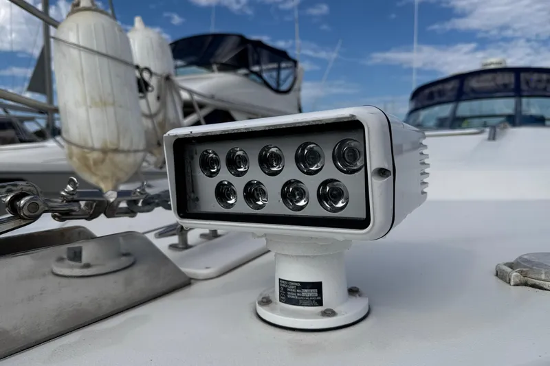 Slide: The Image of Close-up of a spotlight on a 1999 Sea Ray Sundancer 400 yacht deck. - 7