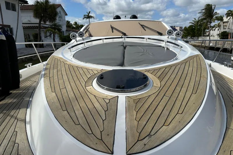 Slide: The Image of 2009 Lazzara LSX 75 yacht with sleek deck design and luxurious features. - 14