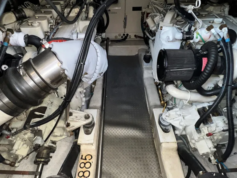 Slide: The Image of Engine room of 2001 Riviera Twin Cabin Convertible with dual engines. - 16