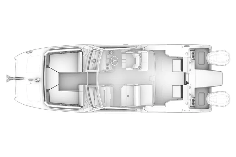 Slide: The Image of Manufacturer Provided Image: Top view of 2026 World Cat 265 DC-X boat layout, showcasing seating and helm design. - 41