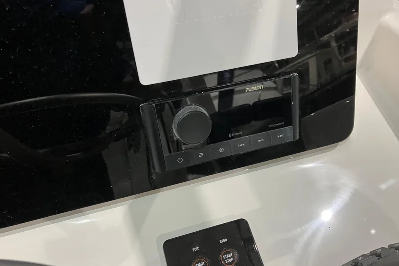Slide: The Image of Fusion audio system on 2026 World Cat 265 DC-X boat dashboard. - 37