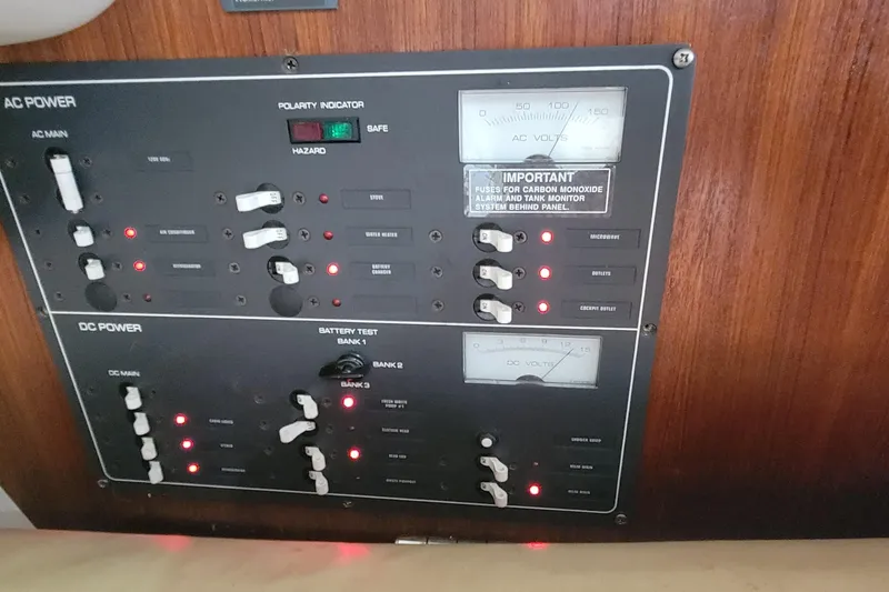 Slide: The Image of Electrical control panel on a 2006 Tiara Yachts 2900 Open Classic boat. - 18