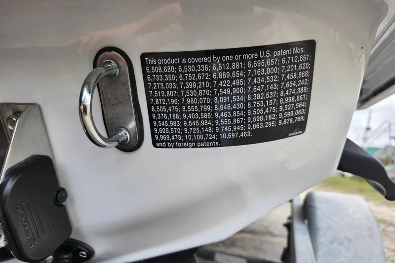Slide: The Image of 2022 Yamaha WaveRunner VX Cruiser patent information plate on hull. - 14