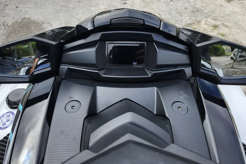 Slide: The Image of 2022 Yamaha WaveRunner VX Cruiser dashboard with mirrors and textured surface. - 7