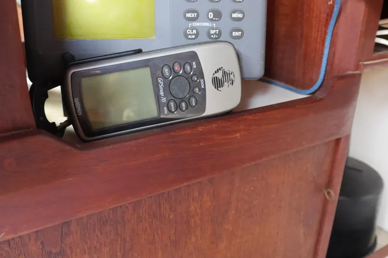 Slide: The Image of Furuno Universal AIS FA-100 device on 1976 Westsail 32 sailboat interior. - 39