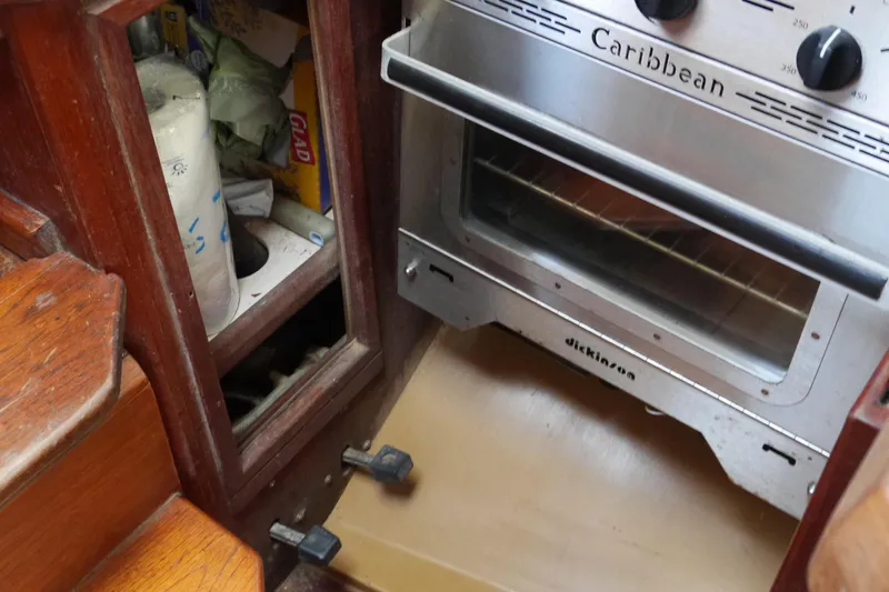 Slide: The Image of Vintage Furuno radar display on 1976 Westsail 32 sailboat interior. - 40