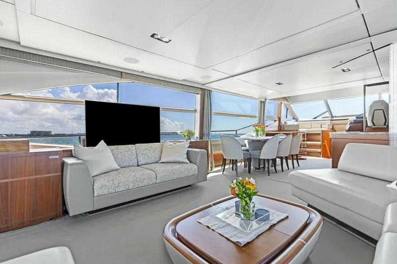 Slide: The Image of Luxurious interior of 2018 Princess Y75 yacht with elegant seating and dining area. - 13