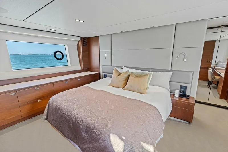 Slide: The Image of Luxurious bedroom interior of 2018 Princess Y75 yacht with ocean view. - 25
