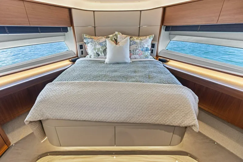 Slide: The Image of Luxurious bedroom interior of 2018 Princess Y75 yacht with ocean view windows. - 32