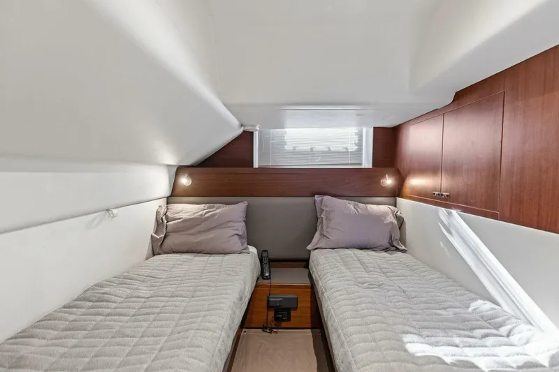 Slide: The Image of Luxurious twin cabin interior of 2018 Princess Y75 yacht with modern design. - 64