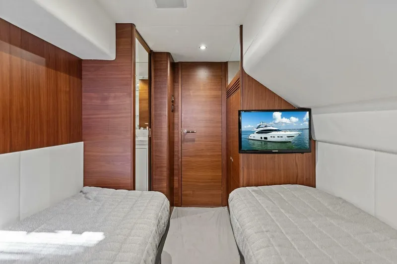 Slide: The Image of Luxurious interior of 2018 Princess Y75 yacht with twin beds and TV. - 65