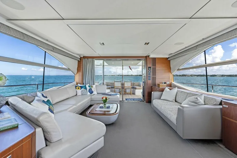 Slide: The Image of Luxurious interior of 2018 Princess Y75 yacht with ocean view and elegant seating. - 7
