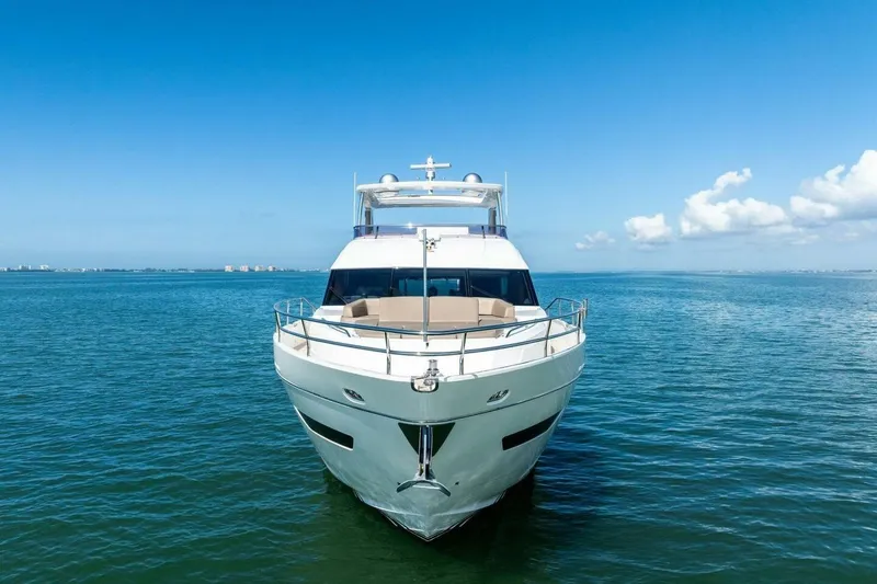 Slide: The Image of Luxury Princess Y75 yacht on calm blue ocean, 2018 model. - 71