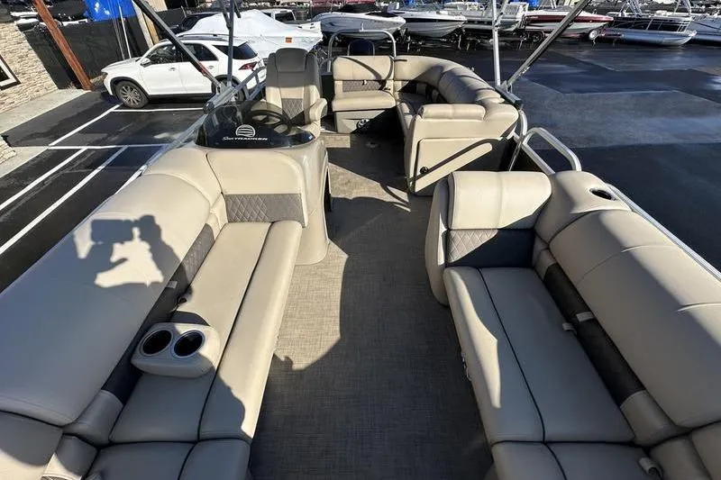 Slide: The Image of 2023 Sun Tracker Party Barge 20 DLX with spacious seating and modern design. - 21