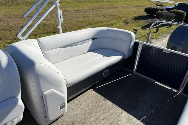 Slide: The Image of 2018 Godfrey SWEETWATER 2286 SB pontoon boat with white seating and open deck area. - 11