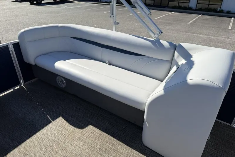 Slide: The Image of 2018 Godfrey SWEETWATER 2286 SB boat seating, white upholstery, outdoor setting. - 12