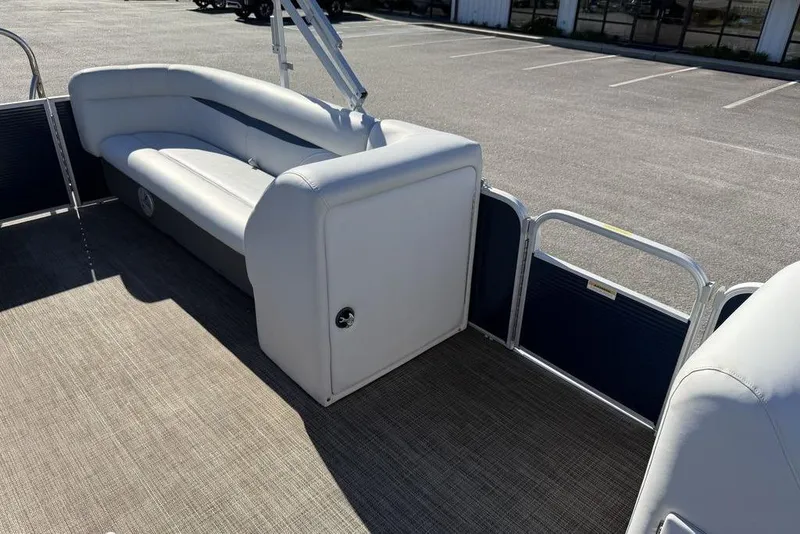 Slide: The Image of 2018 Godfrey SWEETWATER 2286 SB pontoon boat interior with white seating and open deck. - 9