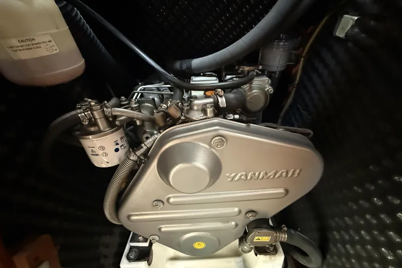 Slide: The Image of Yanmar engine in a 2005 Beneteau Oceanis 373 sailboat, detailed view. - 61