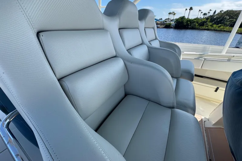 Slide: The Image of Luxurious seating on a 2012 Hydra-Sports 4200 Siesta boat, with scenic water view. - 35