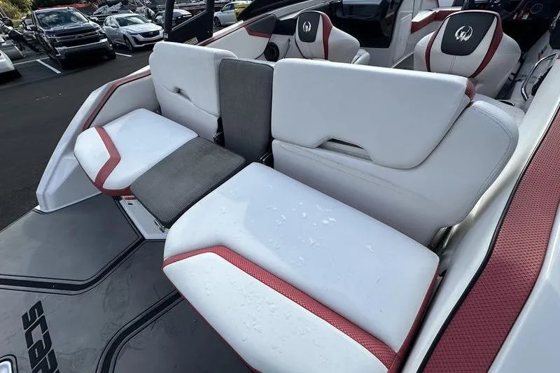 Slide: The Image of 2016 Scarab 195 H.O. boat interior with white and red seating. - 7