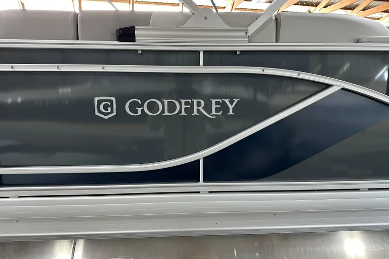 Slide: The Image of 2026 Godfrey Sweetwater 2286 C pontoon boat side view with logo. - 3