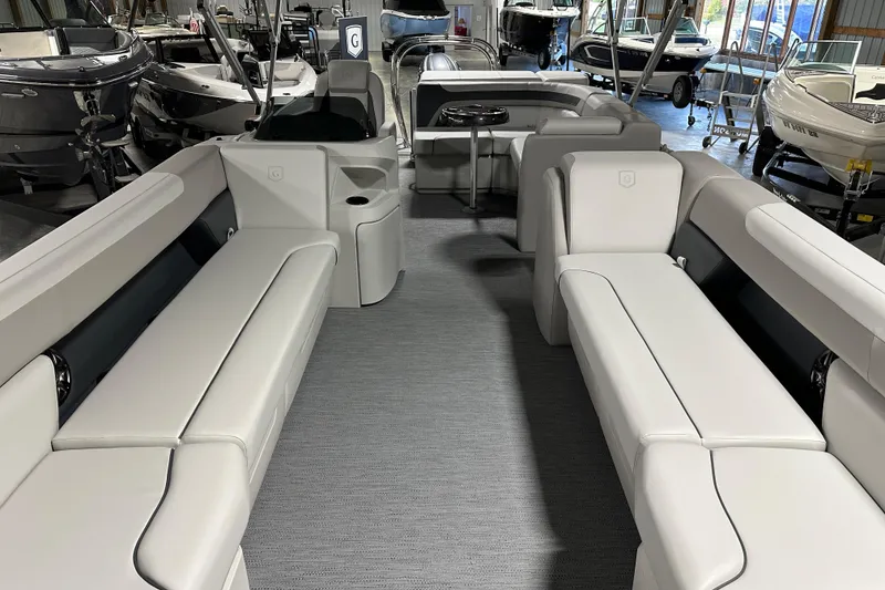 Slide: The Image of 2026 Godfrey Sweetwater 2286 C pontoon boat interior with spacious seating and modern design. - 7